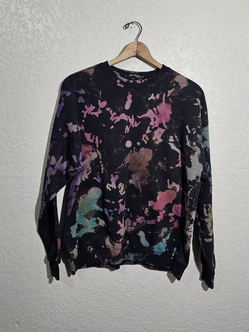 Upcycled Hanes Colorful Reverse Tie Dyed Cotton Blend Sweatshirt